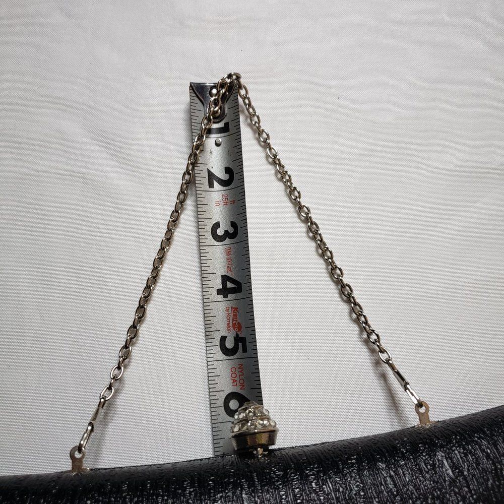 Kate Landry Black Textured Barrel Evening Mini Hand Bag Clutch Purse Chain - Picture 10 of 12